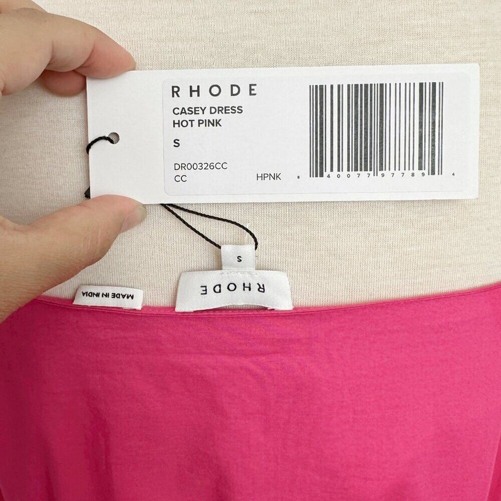 Rhode Casey Dress Hot Pink Tassel Strap Silk Blend‎ Flared Small S - Picture 6 of 6